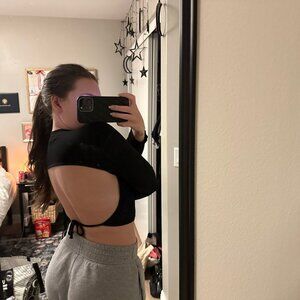 Black Open-Back Going Out Top